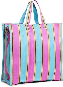 Logo personnalisé couleur recyclé plastique rayé nylon sac de shopping pochette taille PP tissé poignées plage voyage fourre-tout usage quotidien - Product Image 6