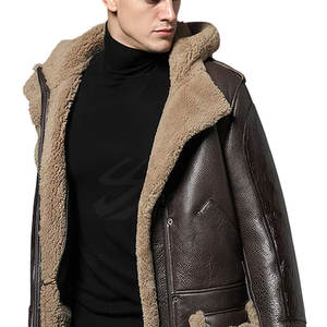 Latest Design Reasonable Price <b>Men</b> Leather <b>Long</b> <b>Coat</b> Premium Quality Top Selling <b>Men</b> Shearling Leather <b>Long</b> <b>Coat</b> - Product Image 4