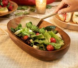 Assiette ovale en bois fabriquée à la main Fabricant d'articles de service à salade Vente en gros vente directe en usine - Product Image 3