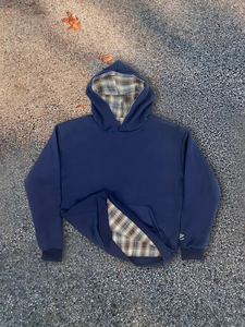 Men's Lined Hoodie <b>Navy</b> Letter Design Front & Back Print Long Sleeve Pullover All-Season Casual Custom OEM - Product Image 3