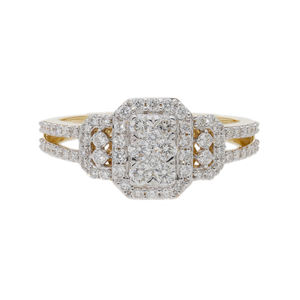 แหวนประดับเพชรทรงสี่เหลี่ยมสีทอง14K สง่างามเหนือกาลเวลาพร้อมสายคาดแบบแยก - Product Image 1