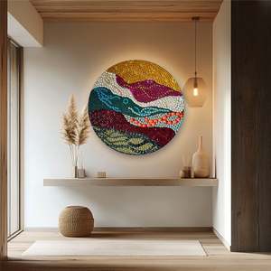 Ocean Wave Symphony Premium hecho a mano mosaico pared acento con cuentas textura ilustraciones - Product Image 1