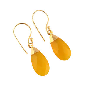 Bijoux tendance, boucles d'oreilles pendantes en forme de poire, quartz jaune, plaqué or 24k, crochet, goutte d'eau, jolies boucles d'oreilles d'anniversaire - Product Image 1