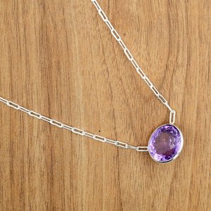Collar de amatista de moda de Plata de Ley 925, regalo de boda de piedras preciosas moradas para su NL0078-GS - Product Image 3