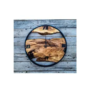 Most Selling Product wood resin wall clock and best quality wooden resin epoxy resin wall mounted decor for low price