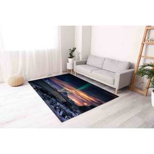 Alfombra de Paisaje con Diseño de Aurora Boreal: Alfombra de Chenilla con Motivo del Cielo del Norte - Product Image 4