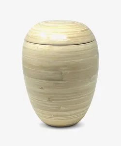 Urna de cremación de bambú hilado para cenizas humanas, urna funeraria ecológica con acabado natural suave, tarro de recuerdo conmemorativo - Product Image 2