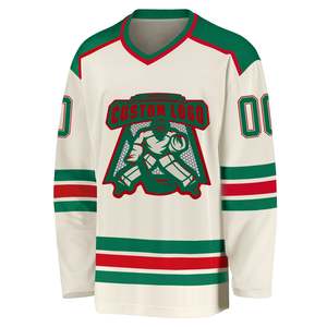 Camiseta de Hockey sobre Hielo Blanca y Verde para Hombre, Sublimación Completa, Logotipo Personalizado, Malla Transpirable, Ropa Deportiva Unisex, Uniforme de Equipo, Fabricante OEM ODM - Product Image 2