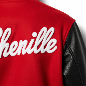 Veste universitaire personnalisable broderie chenille nouveau design manches en cuir bouton métallique en plastique chaud OEM saison d'hiver à l'avant - Product Image 6