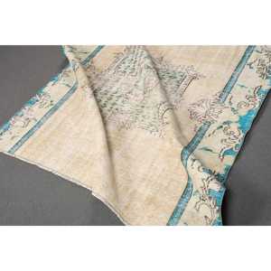 Alfombra Turca de 5.4x5.9 pies, Alfombra Vintage, Alfombra Abstracta Beige - Product Image 4