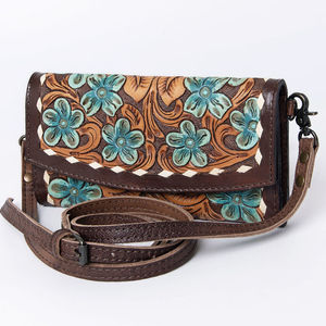 Sac fourre-tout en cuir véritable de grande capacité pour femmes, style bohème vintage, motif floral d'automne, franges personnalisées - Product Image 1