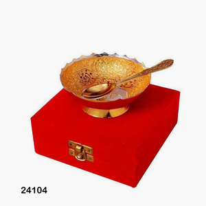 Brass Trolley <b>Bowl</b> Set <b>Large</b>, Dry Fruits <b>Bowls</b>, Metal <b>Bowls</b> With Spoon - Product Image 3