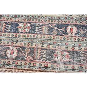 Alfombra Turca Redonda de 3.2x3.2 pies, Alfombra Vintage, Alfombra de Lana con Diseño de Plantas y Árboles en Azul y Marrón - Product Image 5
