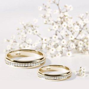 Cubic Zircon Stone <b>Couple</b> <b>Ring</b> Solid 925 Sterling Silver Gold Plated Minimalist Classic Wedding Party Design Fashion Jewelry - Product Image 2