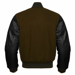 Best Quality Custom Embroidered Chenille Patches Genuine Leather Sleeves Letterman Baseball Varsity Jacket for Winter Jacket - Product Image 5