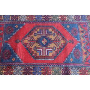 Turkish Accent Rug, 3.4x5.4 ft Vintage Rug, <b>Red</b> <b>Wool</b> Rug - Product Image 4