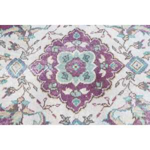Tapis turc en laine écologique 6,6x10 pieds, grand tapis traditionnel vintage, patchwork violet, avec envers en latex - Product Image 5