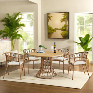 44.13 L X 44.13 W Outdoor Bamboo Rattan <b>Table</b> <b>Square</b> Metal Furniture for Courtyard Hospital Beach Dining Warehouse Hotel Gym Use - Product Image 4