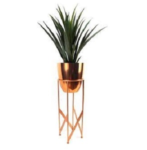 Pots de fleurs et jardinières ronds en tôle pour intérieur et extérieur (lot de 2) Décoration de bureau pour le plancher du jardin Plantes artificielles vivantes - Product Image 2