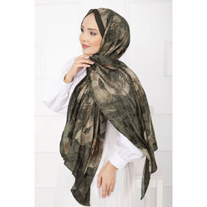 Écharpe en bambou kaki à motif floral, série voile et masque de protection solaire - Product Image 2