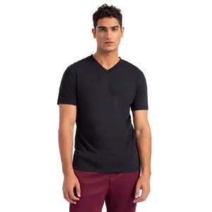 100% coton hommes T-Shirts imprimé personnalisé col épais surdimensionné col montant T-shirt lourd Style uni - Product Image 1