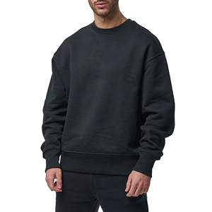 เสื้อสเวตเชิ้ตคอกลมทรงโอเวอร์ไซส์สำหรับผู้ชาย ผ้าฝ้าย 100% หนานุ่ม สำหรับฤดูใบไม้ร่วง ดีไซน์เรียบง่าย ปักลายเทคนิคพิเศษ ขายส่ง - Product Image 1