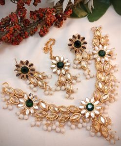 Unique Handcrafted Bridal Stainless Steel Kundan <b>Set</b> with <b>Silver</b> Plated Finish Kundan Detailing Perfect for Indian Ceremonies - Product Image 3