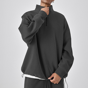 Custom Men's Fleece Cotton Quarter Zip Pullover Sweatshirt <b>Sweatpants</b> Long Sleeve Half Zip Embroidery Contrast Color Tracksuits - Product Image 6