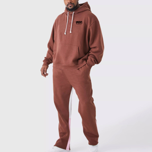 ชุดวอร์มผ้าฝ้ายพิมพ์ลายพัฟเฮฟวี่เวทชุดวิ่งชุดวอร์มกางเกงวอร์มขาบานและเสื้อฮู้ด500gsm ชุดวอร์มสำหรับผู้ชาย - Product Image 1