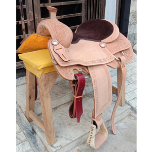 Silla de Montar de Cuero Natural y Marrón de Alta Calidad, Estilo Western, para Caballos de Rancho - Product Image 3