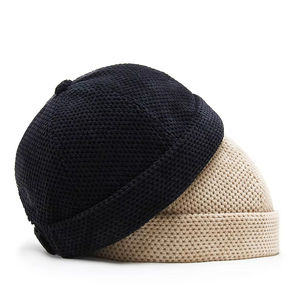 Gorro de cúpula Retro para hombres y mujeres, sombreros Sin borde, Skullcap Docker, Vintage, ajustable, Color sólido, novedad, algodón - Product Image 2