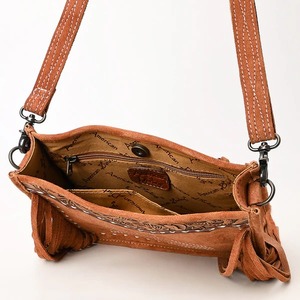 Bolso Bandolera de Cuero Genuino con Flecos de Gamuza, Hecho a Mano, Estilo Vintage, con Grabado Bohemio, para Dama, con Correa Ajustable - Product Image 4