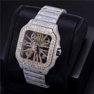 Montre de luxe à mouvement automatique, diamants et verre saphir, cadran entièrement serti de moissanite VVS, étanche 10m – Nouveauté très prisée - Product Image 1