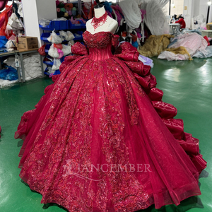 Vestido de noche rojo con volantes y corsé Jancember XS262 Princess Sweetheart - Product Image 2
