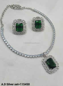 Ensemble de bijoux de mariée en diamant américain classique Collier et boucles d'oreilles en deux pièces pour mariage Style classique à la mode - Product Image 2