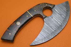 2025 professionnel fait à la main Ulu Pizza Cutter damas lame en acier personnalisable bricolage couteau de cuisine OEM Viking résine industrielle - Product Image 3