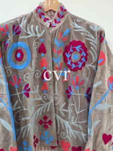 Hand Embroidered Eco-Friendly Suzani Velvet Uzbek Outerwear Handmade Velvet Suzani Women's Luxury Coat Winter Boho for Party We - Product Image 2