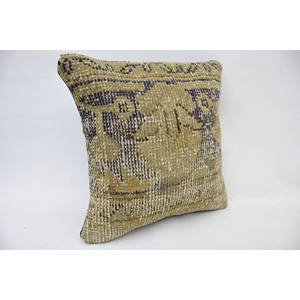 Premium Vintage Beige Kantha Patchwork Wool Pillow 14x14 Inch Luxury <b>Bedding</b> Woven <b>Fluffy</b> Square Design Eco Friendly Non-Slip - Product Image 2