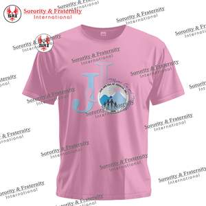 T-shirts brodés pour femmes avec lettres grecques de la sororité Jack and Jill |   Jack and Jill USA – T-shirt bleu et rose à col rond pour homme et femme - Product Image 6