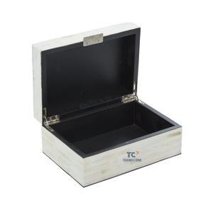 Boîte à bijoux en incrustation de nacre pour boîtes décoratives élégantes avec motif de mosaïque linéaire pour la vente en gros - Product Image 1