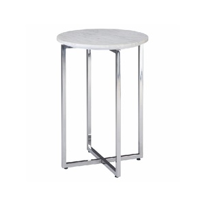 Table en métal de haute qualité sur le dessus, émail fini avec quatre pieds croisés, Base à pieds, finition dorée - Product Image 3