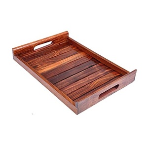 Venta de fábrica, artículos para bebidas, bandeja de madera para servir, venta al por mayor, bandeja de madera con asa para boda, fiesta y restaurante, bandeja para servir - Product Image 1