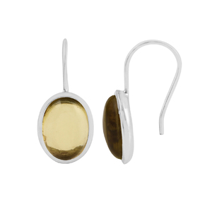 Natural gemstone 925 sterling <b>silver</b> lemon quartz stone bezel <b>dangle</b> drop <b>earring</b> - Product Image 1