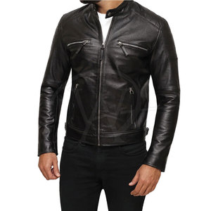 Chaqueta de Cuero Vacuno de Invierno para Hombre, de Alta Calidad, Cuello Alto, Estilo Urbano Ecológico, Venta al Por Mayor - Product Image 4