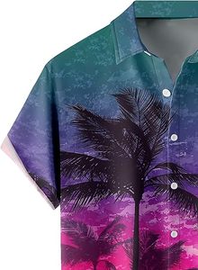 Camisa Hawaiana de Alta Calidad para Hombre, Estampado Digital, Manga Corta, Poliéster/Algodón, Transpirable, Ecológica, Informal para la Playa - Product Image 4