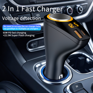 <span class=keywords><strong>Cargador</strong></span> <span class=keywords><strong>de</strong></span> Coche con Cable Retráctil y Pantalla LED, Superrápido <span class=keywords><strong>de</strong></span> 65W PD3.0 y 22.5W QC3.0, con SCP para Android, Funciones 4 en 1 OTP OVP - Product Image 2