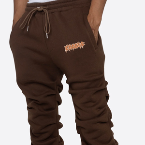 Piste Baggy Flare pantalons de survêtement homme personnalisé coton lourd blanc éponge française empilé évasé sueur hommes pantalons lavés - Product Image 2