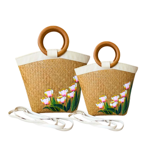 กระเป๋าถือพรีเมี่ยมจากหญ้าทะเลธรรมชาติสำหรับผู้หญิงกระเป๋าอเนกประสงค์เป็นมิตรต่อสิ่งแวดล้อมมีสไตล์สำหรับผู้หญิงในช่วงฤดูร้อน - Product Image 1