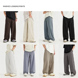 Pantalones Cargo informales de doble rodilla para mujer, cintura elástica, logotipo personalizado, lavado de gramática, carpintero, ajuste holgado, venta al por mayor, lavado de gramática - Product Image 4