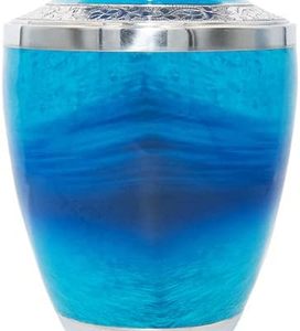 Urna de cremación humana Ocean Lover's con bolsa de terciopelo y personalización Urna funeraria Blue Ocean - Product Image 5